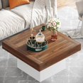 thumbnail image 5 of Coffee Table Square LED Coffee Table Engineered Wood Low Coffee Table for Living Room Rustic Brown & Black, 5 of 9