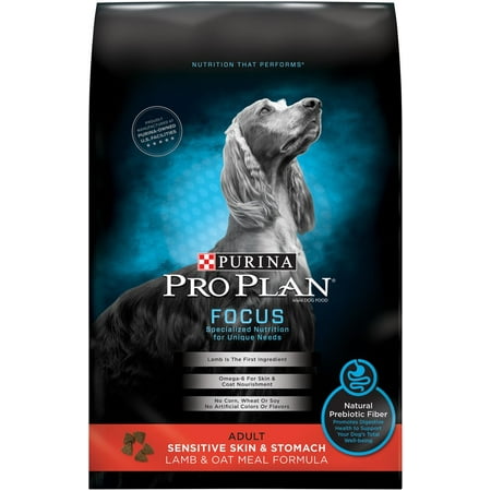 Purina Pro Plan FOCUS Adult Sensitive Skin & Stomach Lamb & Oat Meal Formula Dry Dog Food, 24 (Best Dog Food For Skin Allergies And Sensitive Stomach)