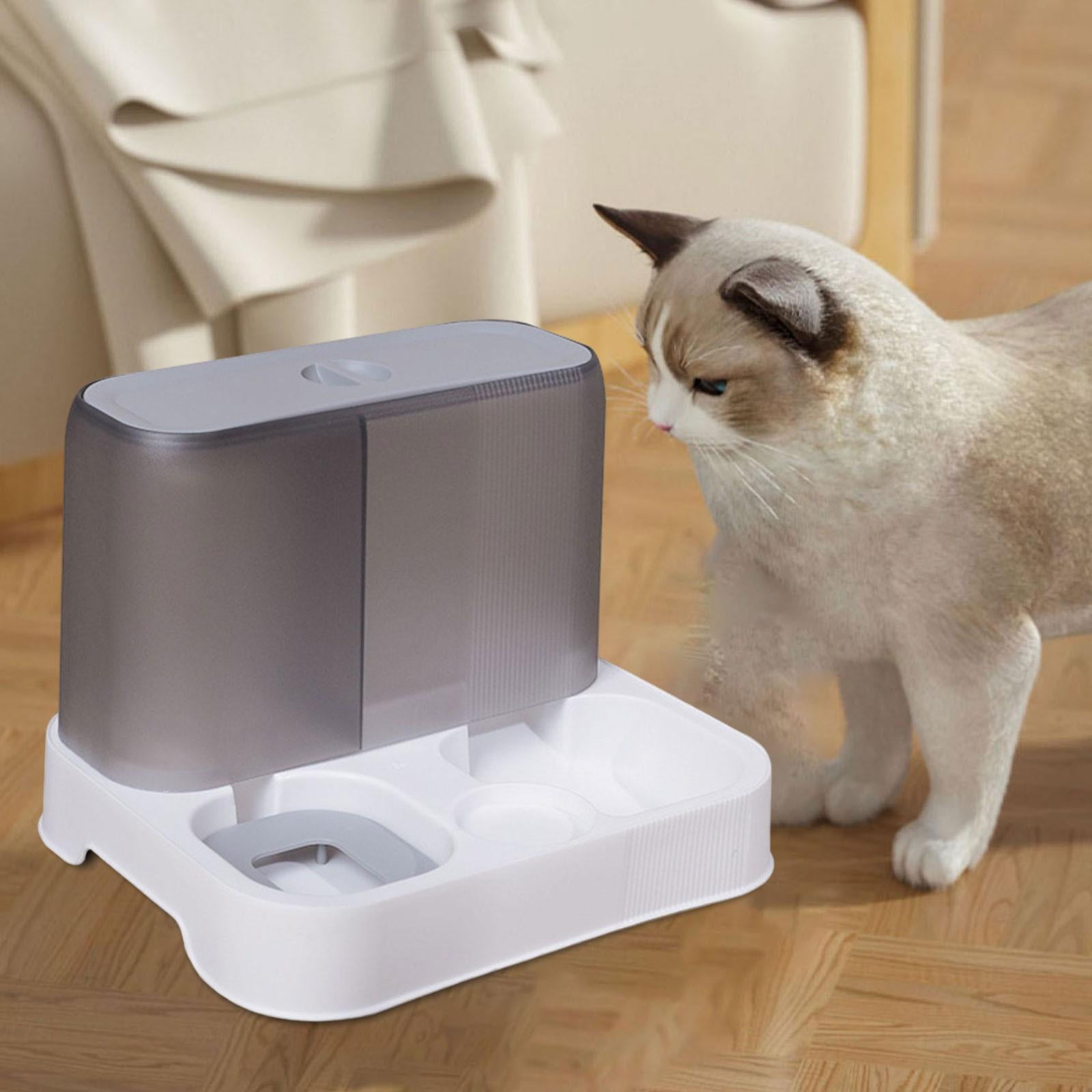 Fzaqwen Automatic Pet Feeder and Waterer Cat Dog Dishes Water Fountain Water Food Bowls Gray