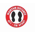 thumbnail image 1 of Top Tape and Label Social Distancing Sign FS1045V Floor Mount Adhesive Vinyl; 17 Inch Diameter; Red And Black With White Background; Maintain Distance - 6 Foot/2 Meter, 1 of 4