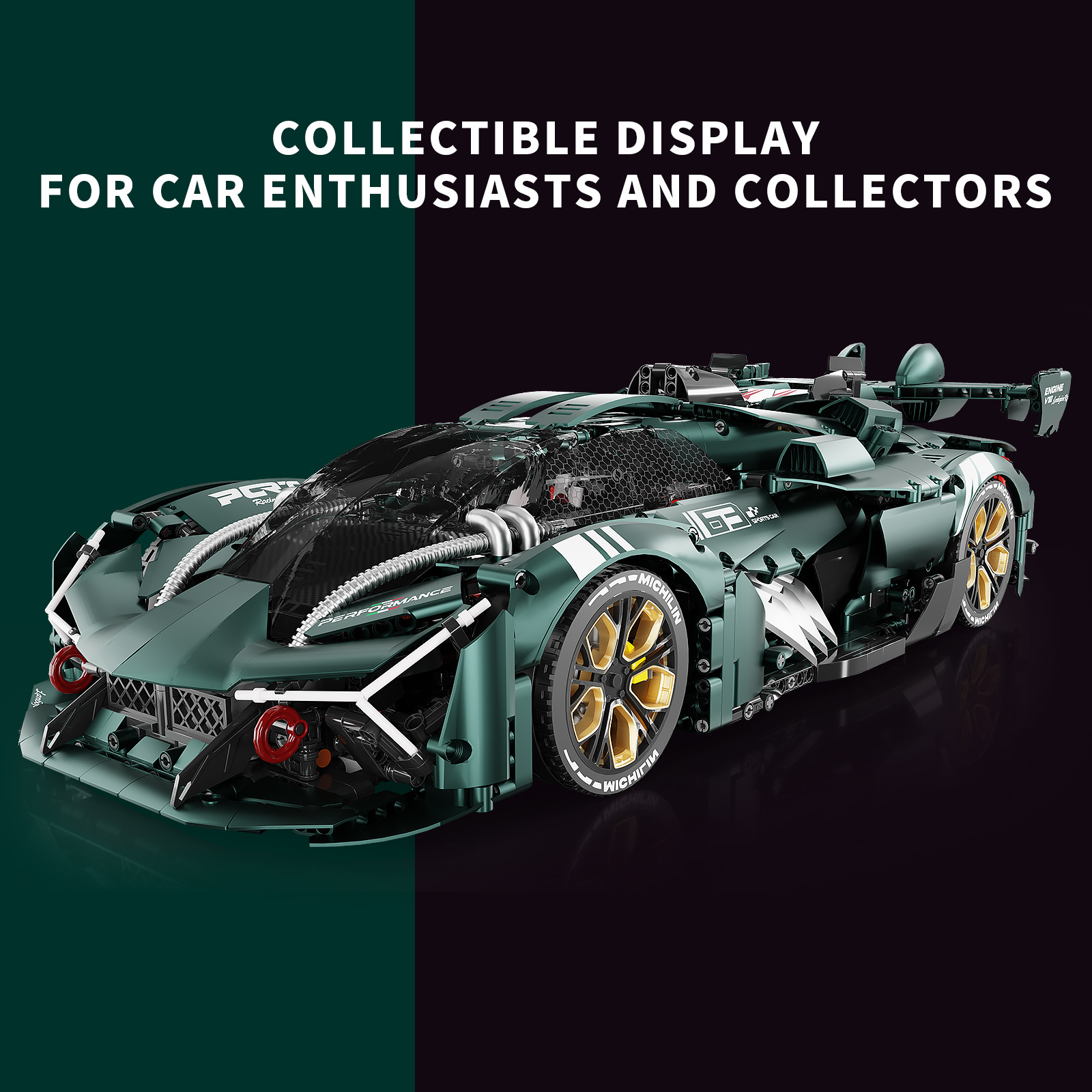 QOQ Adult Collectible Model Cars Building Block Super Car Model Kits 1:8 Scale Birthday Gift for Men