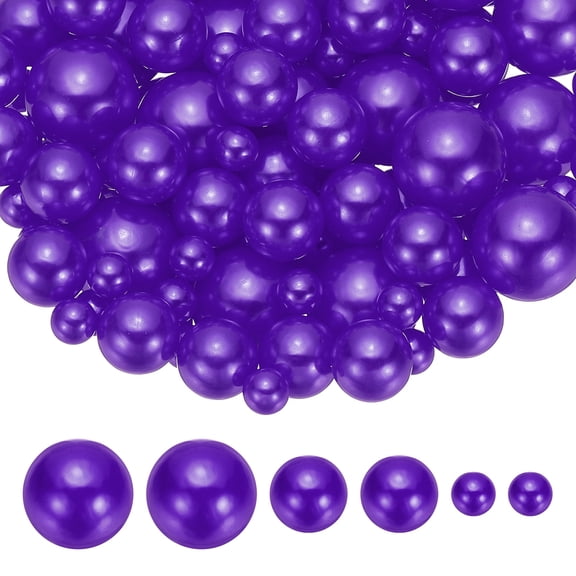 Uxcell 150 Pcs Faux Pearls Beads Vase Filler Centerpiece Pearls for Party Wedding Table Decor Purple