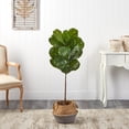 thumbnail image 3 of Nearly Natural 4' Fiddle Leaf Artificial Tree in Cotton/Jute Planter, 3 of 4