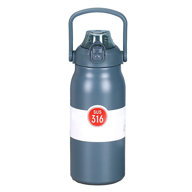 Jarra De Agua Deportiva De Acero Inoxidable De 1000 Ml: Botella De Agua Aislada Portátil De Gran Capacidad con Asa Y Pajita para Aventuras Refrescantes Al Aire Libre(Azul eléctrico)