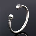 thumbnail image 2 of [Clearance]Punk Skull Bracelet Silver Open Cuff Bracelets for Men Women Halloween Gift Jewelry Everyday Bracelet Bangle, 2 of 5