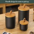 thumbnail image 4 of Canisters Set Kitchen, Airtight Coffee Canister, Sugar Container Set With Top Handle, Ceramic Coffee Container Modern Canister Set Kitchen Canisters For Coffee Flour Tea Sugar Nuts, set of 3 (Black), 4 of 4