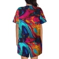 thumbnail image 3 of Lsque Colorful Abstract Swirls Women's Short-Sleeved Pajama Set - 2 Piece Soft and Lightweight Sleepwear Set-Small, 3 of 9