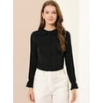 thumbnail image 3 of INSPIRE CHIC Women's  Peter Pan Collar Tops Contrast Panel Work Button Down Shirt, 3 of 6