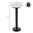 thumbnail image 4 of JONATHAN Y Monroe 24.25" Rustic Farmhouse Spindle Wood Drink Table and Decorative End Table with White Marble Round Top, Black, END3005A, 4 of 5