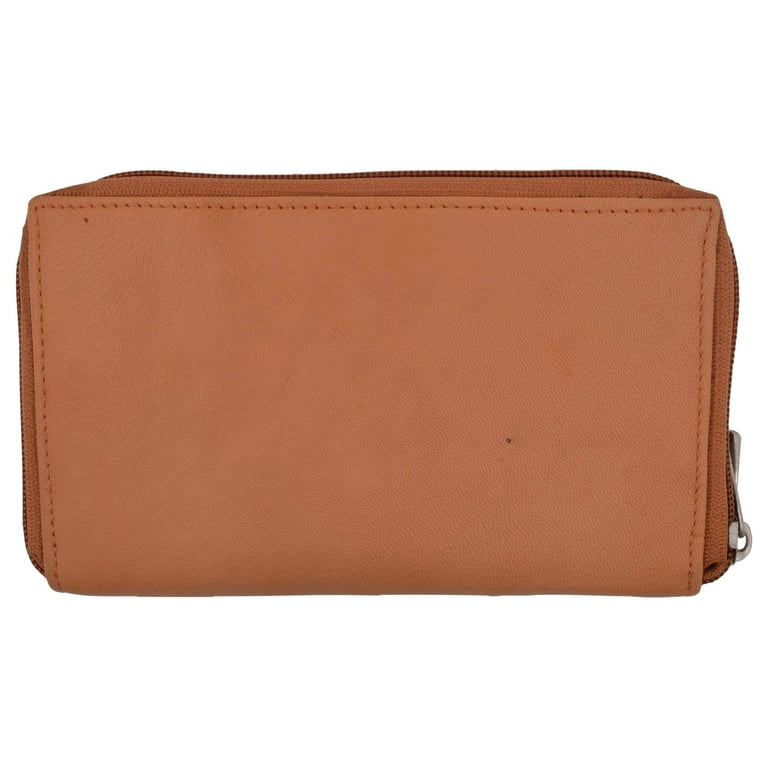 Brown Leather Wallet Leather Zip Around Wallet With Credit 