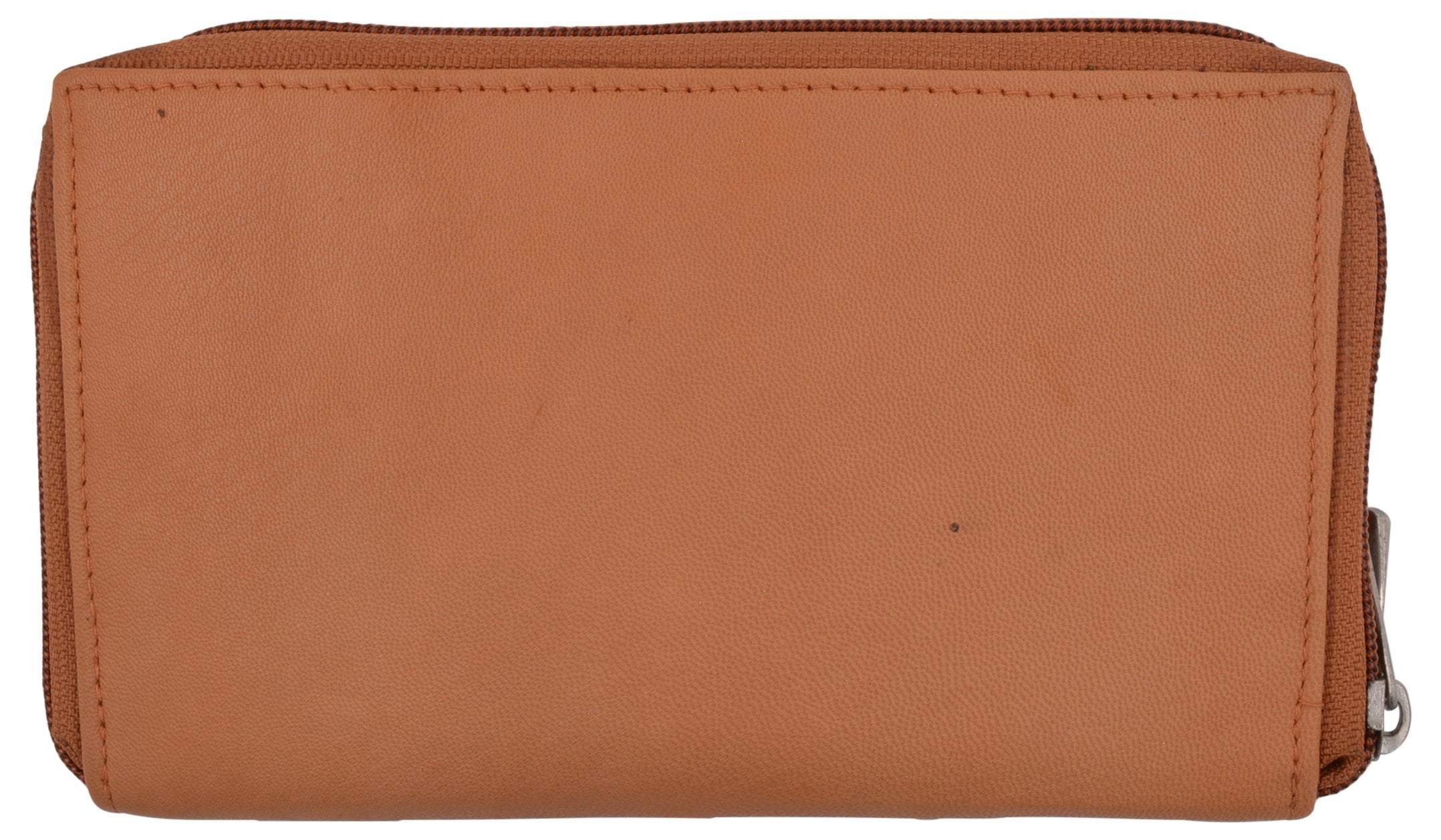 Zip Around Genuine Leather Tan Checkbook Credit Card ID Holder Ladies Wallet - image 5 of 9