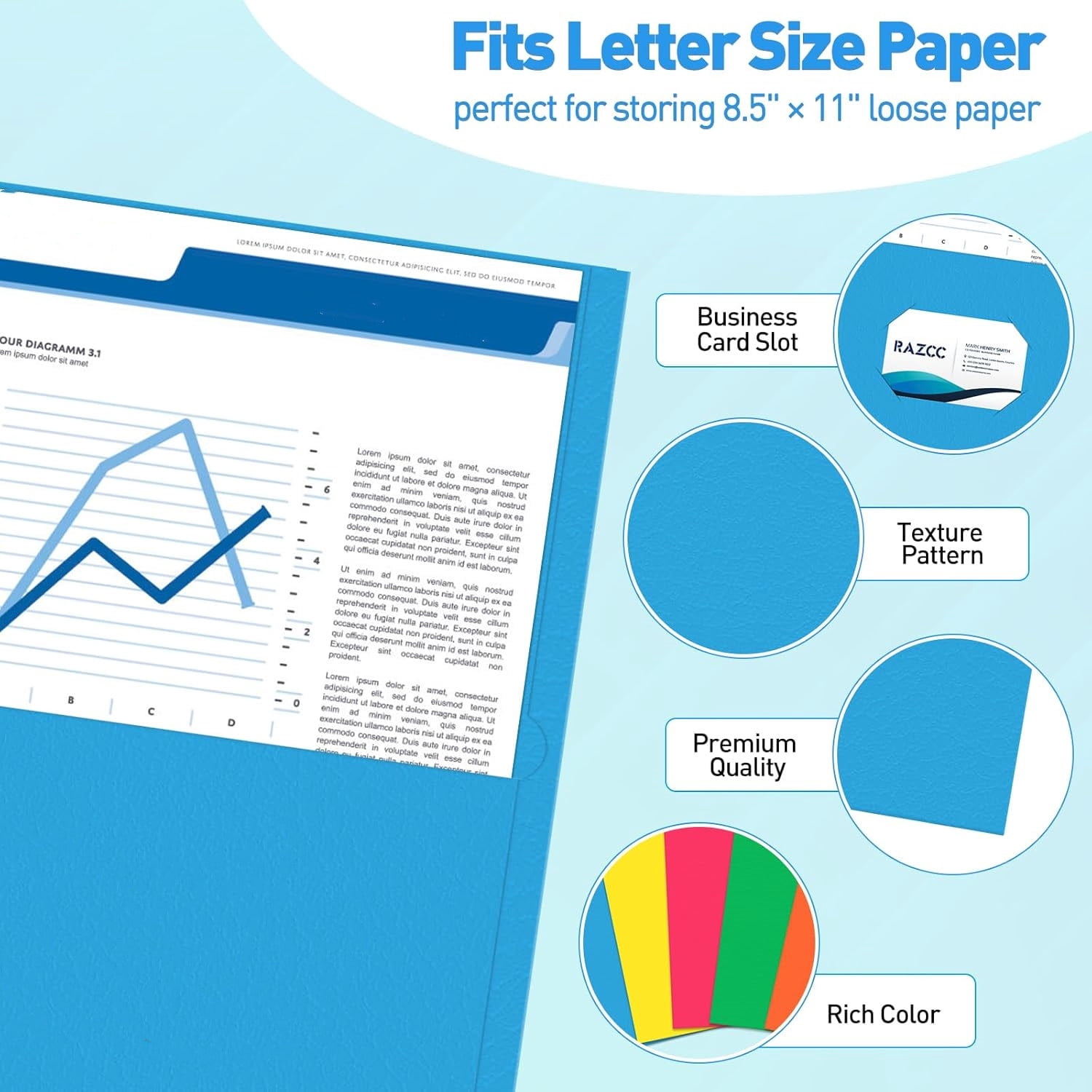 Two Pocket Folders, 125 Pack File Folders with Pockets Fit Letter Size Paper, Thick Paper File Folder for School Office Business Home, Assorted 5 Colors