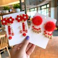 thumbnail image 1 of Koszal 2Pcs Style Chinois Enfant Fille Pompon Gland Cheveux Clips Épingles à Cheveux Hanfu Accessoire, 1 of 7