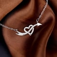 thumbnail image 3 of Gargantilla de aleación con colgante en forma de corazón y brillantes diamantes de imitación, longitud ajustable, regalo de joyería, 3 of 7