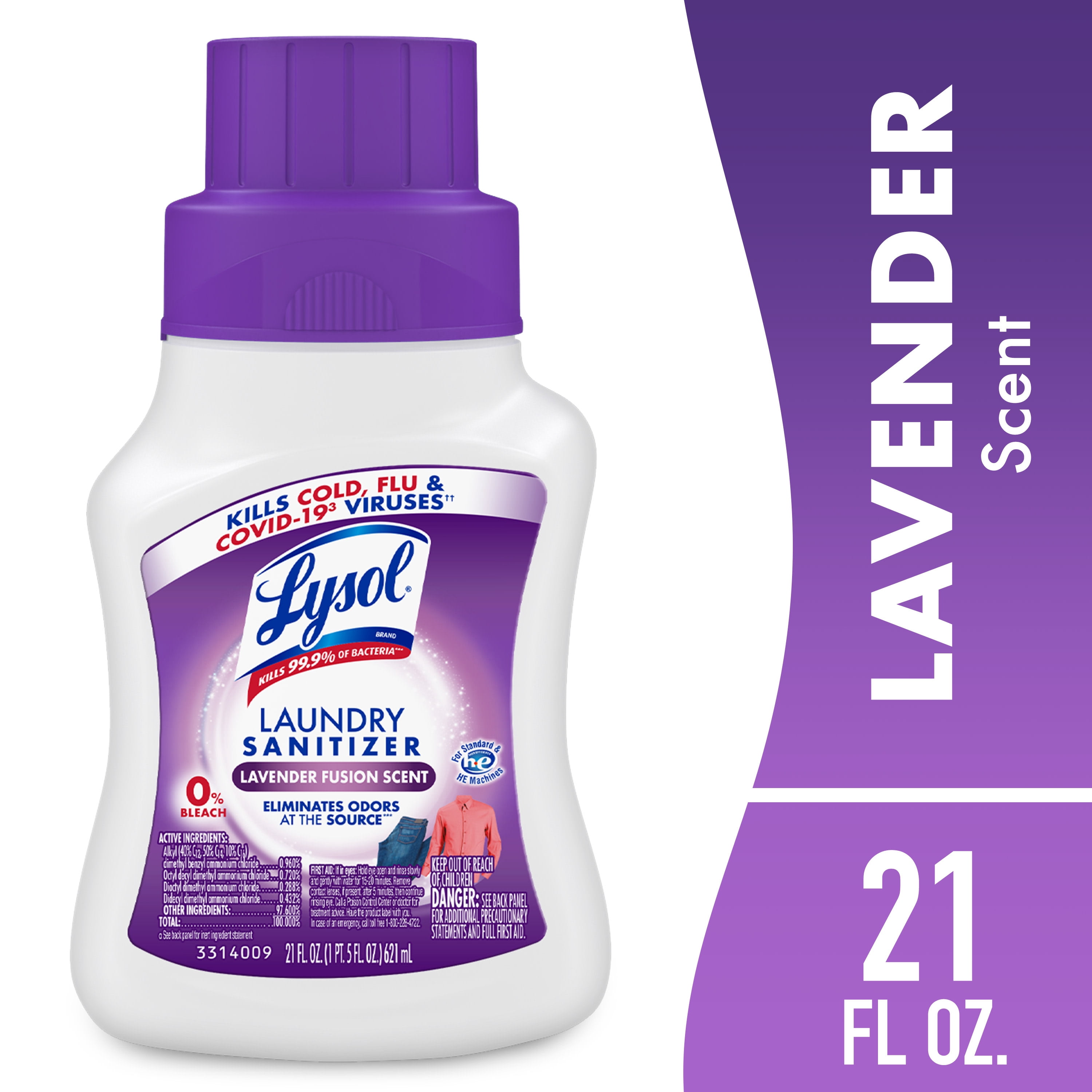 (6 pack) Lysol Laundry Sanitizer Additive, Sanitizing Liquids for Clothes and Linens, Lavender, 21 fl oz
