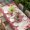 Pink Crimson Beige, variant on Valentine's Day Table Cloths for 6 Foot Rectangle Tables, Gnomes Love Roses Romantic Pink Plaid Patio Waterproof Elastic Fitted Tablecloths, Washable Rectangular Table Cover for Camping