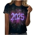thumbnail image 1 of Camisetas Casuales de Mujer Año Nuevo Impreso Suéter de Manga Corta Cuello Redondo, Top de Moda para el Uso Diario, 1 of 4