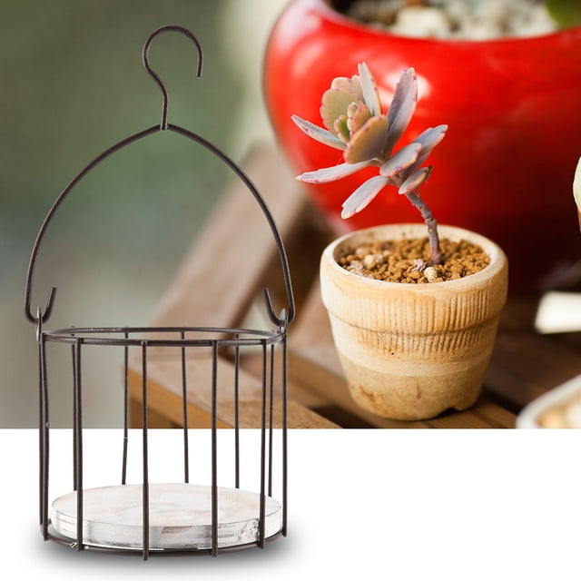 Soporte colgante de flores de hierro, cesta colgante de flores de madera estilo norte de Europa, soporte colgante de plantas de hierro, solución innovadora