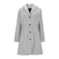 thumbnail image 3 of DAFPZW Pea Coats for Women Wool Blend Thicken Stand Collar Single Breasted Trench Coat Fashion A-Line Fall Winter Jackets, 3 of 4