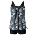 thumbnail image 2 of LEKWK Tankini Swimsuits for Women Bathing Suits Tummy Control Soft Breathable Boy Shorts Meadow Flower Print for Beach Vacation Holiday, 2 of 4