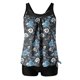thumbnail image 1 of Traje de Baño de Mujer con Pantalones Cortos Conservador de Cintura Alta Impreso Traje de Baño de Dos Piezas, Torso Largo con Almohadillas Extraíbles, 1 of 4