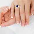 thumbnail image 2 of GemsNY September Birthstone - Three Stone Oval Untreated Blue Sapphire Ring with Prong and Channel Set Round Side Diamonds For Women (Grade - AAAAA | 1.45cttw), 2 of 4