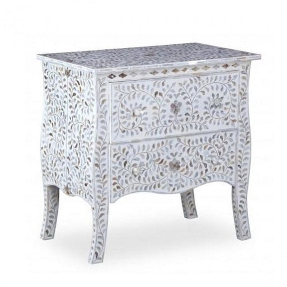 Mother Of Pearl Inlay Bedside Table /side table /end table /sideboard /cabinet /handmade furniture /home decor /Nightstands