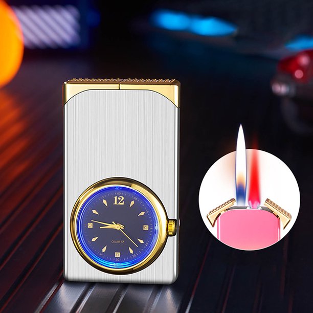 Teissuly Double Flame Dial Inflatable Lighter Gradient Quartz Dial Lighter Teissuly WER202312142269