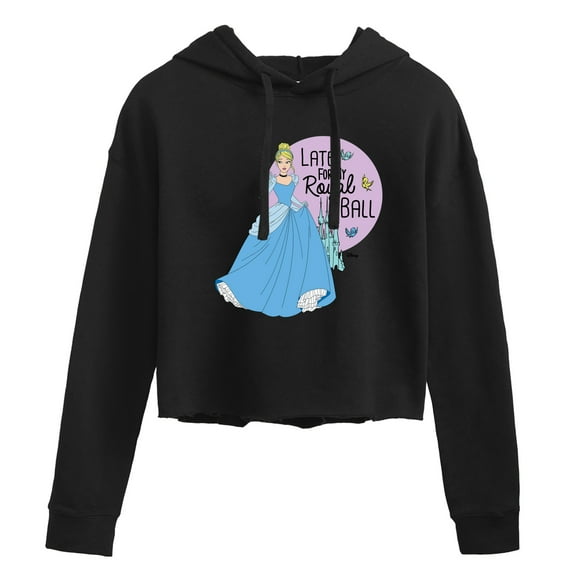 Disney Princess - Late For My Ball - Juniors Cropped Pullover Hoodie