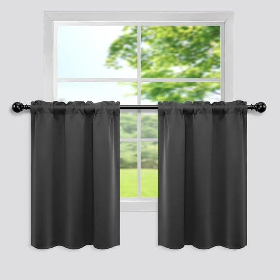 MKEUDQ-18x36 Inch Length Dark Gray Curtains for Small Windows Set of 2 Panels Tier Blackout