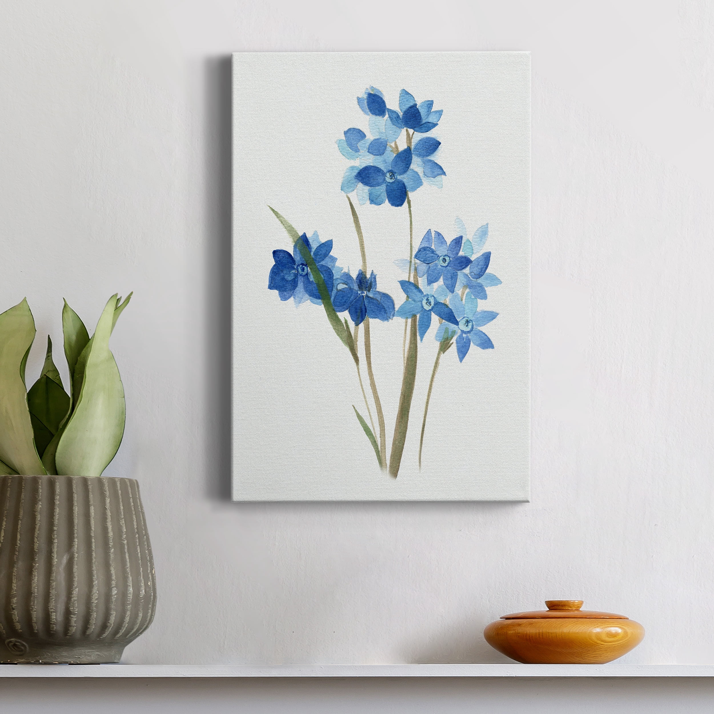 Blue Blossom Botanical I Premium Gallery Wrapped Canvas - Ready to Hang - 12 x 18