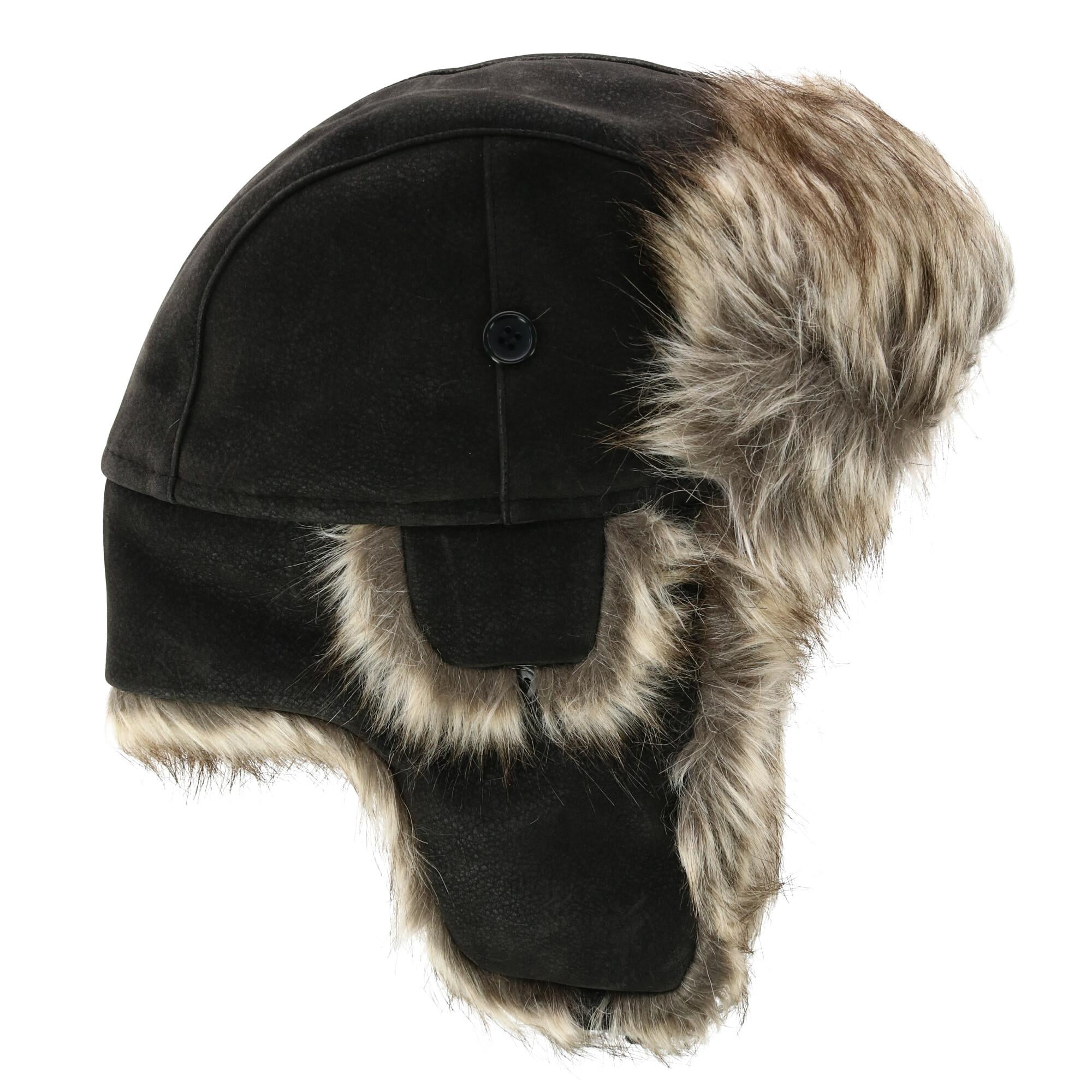 mens leather trapper hat
