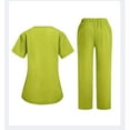 thumbnail image 3 of Fgvctg Scrubs for Women Plus Size Medical Scrub Sets Stretchy V Neck Yoga Scrub Pants and Tops Scrub Sets Nurse Uniforms Clothing Set for Women Fluorescent Green 2XL, 3 of 3