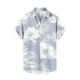 thumbnail image 4 of RYDCOT Hawaiian Shirt for Men Tropical Shirts Summer Beach Button Down Short Sleeve Luau Aloha Floral Cruise Vacation Outfit Blue, 4 of 6