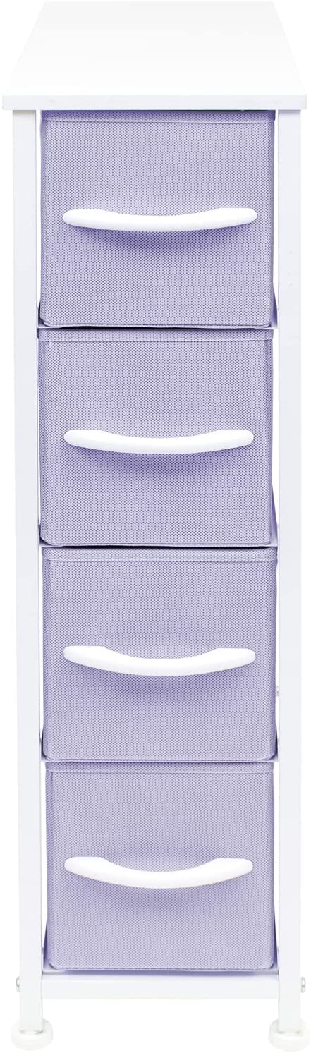 Sorbus Narrow 4-Drawer Dresser: Compact Storage for Children and Adults in Bedrooms, Bathrooms, and Laundry (Purple)