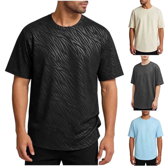 Men's Cooling Classic Crew T-Shirt | Anti-Odor | 4-Way Stretch | Moisture Wicking Short Sleeve Workout Shirts Big and Tall Size M-5XL Light Blue