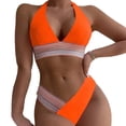 thumbnail image 5 of Joernso 2Pcs/Set Women Summer Bikini Set Halter Backless Bra High Waist Swimming Trunks Set Cross-Contrast Colors Beachwear, 5 of 8
