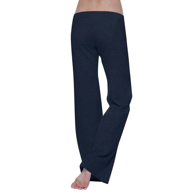 Straight Leg Yoga Pants, 5 Pockets (Navy Blue)