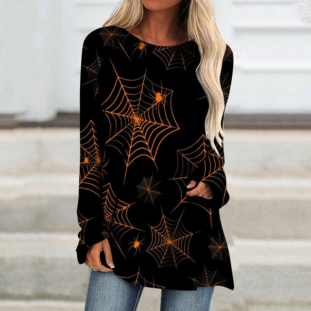 Costumes d'Halloween pour Femmes 2023 en Liquidation T-Shirt à Col Rond Oversize pour Femmes T T-Shirts à Imprimé d'Halloween T-Shirt à Manches Courtes Blouse Hauts
