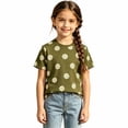 thumbnail image 3 of Boys Girls Short Sleeve Tees Daisy Print T-Shirt for Kids (Army Green 3-4 Years), 3 of 4