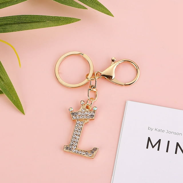 Stylish Metal Alphabet Letter Keychain Fashion Jewelry Accessory for Bags and Personal Items with Exquisite Encrusted Detailing