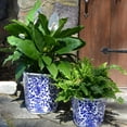 thumbnail image 4 of Euro Ceramica ClayBarn Blue and White Aviary Garden Planter 12.75 x 11.50 x 10, 4 of 5