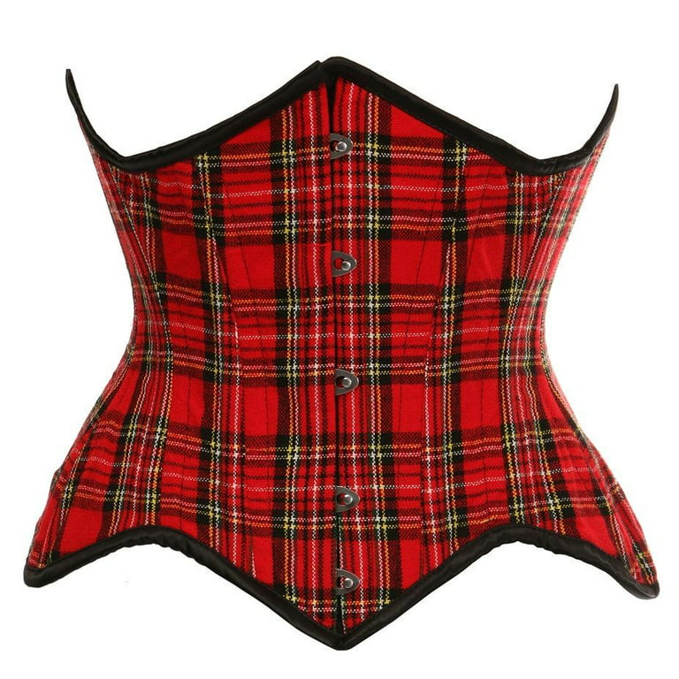 Daisy Corsets Top Drawer Red Plaid Steel Boned Corset Dress
