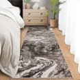thumbnail image 2 of Garvee 2'x6' Modern Abstract Runner Rug Washable Rug with Non Slip Backing, Low Pile Stain Resistant Indoor Carpet for Hallway Bedroom Kitchen, Brown, 2 of 7