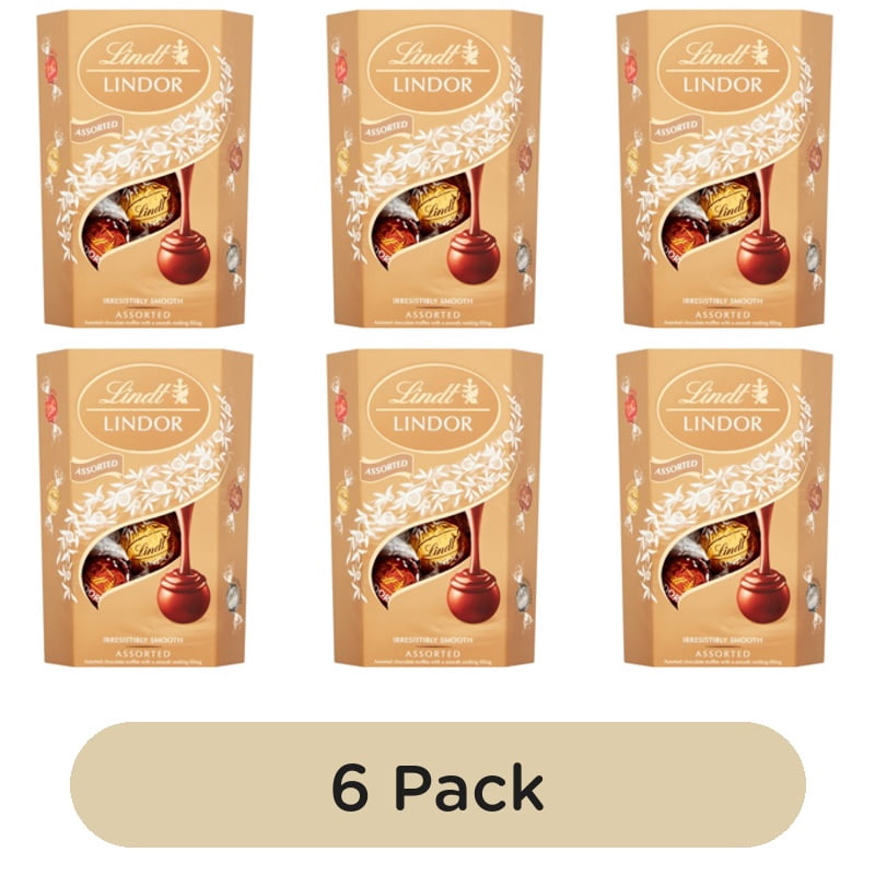 Lindt Lindor Assorted Chocolate Truffles Box 200g, British Import (Pack of 6)