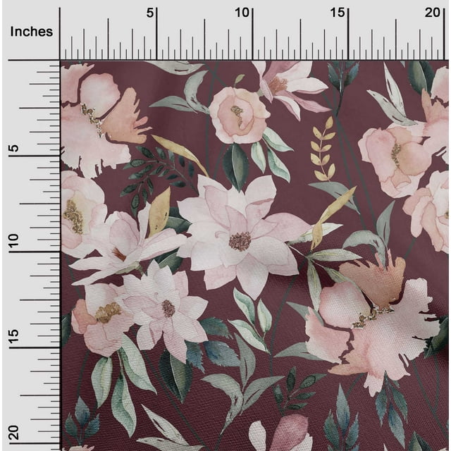 oneOone Cotton Poplin Maroon Fabric Florals Sewing Craft Projects Fabric Prints By Yard 56 Inch Wide