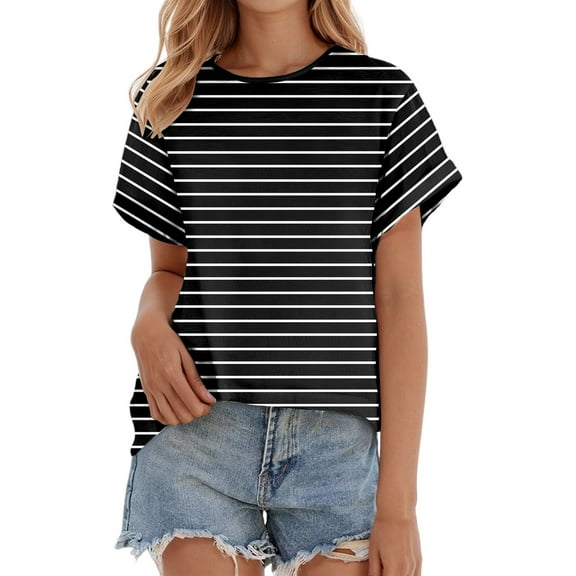 Women's Casual Thin Striped T - Shirt, Elegant Thin Stripes, Relaxed Fit