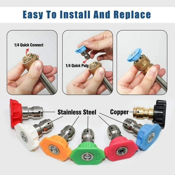 Goodhd 7Pcs 1/4Inch Pressure Washer Spray Tips Nozzles High Power Kit Quick Connect Set