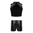 thumbnail image 2 of Jizyo Kids Girls 2Pcs Shiny Metallic Crop Tank Top with Booty Shorts Ballet Dance Jazz Hip Hop Black 12, 2 of 5