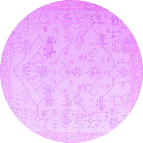 Ahgly Company Indoor Round Oriental Purple Traditional Area Rugs, 4' Round